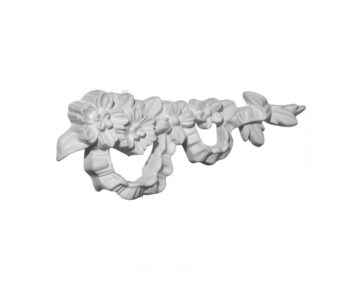 7 3/4in. W x 3in. H x 7/8in. P Floral Ribbon Onlay - Right